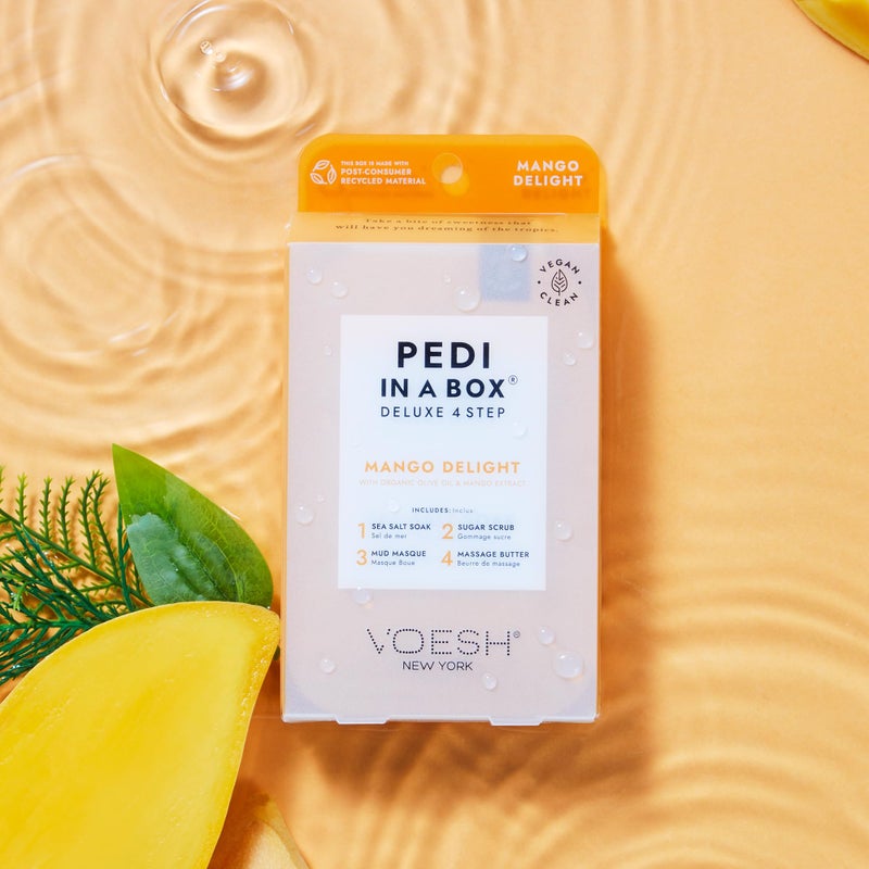 VOESH Pedi in a Box 4 Step Mango Delight - 3 Pack, Pedicure Set, at-Home Pedicure, DIY Pedi, Foot Treatment, Pedicure Supplies, Foot Spa, Foot Care - Image 2